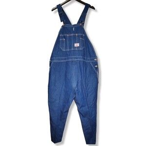 VTG Round House Unisex Bib Overalls   Made in USA Denim Blue No size tag 46-48